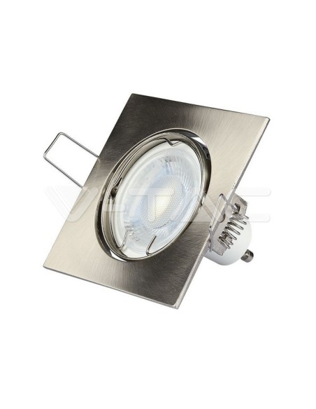 V-TAC VT-779 3591 Quadratischer verstellbarer LED-Einbaustrahler GU10 Farbe Nickel matt