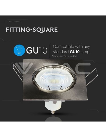 V-TAC VT-779 3591 Foco empotrable cuadrado LED GU10 Color Níquel Satinado