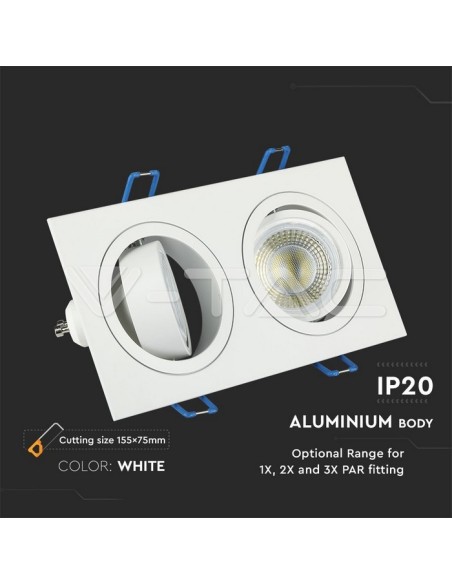 V-TAC VT-783 3607 LED Recessed Rectangular Spotlight 2xGU10 White
