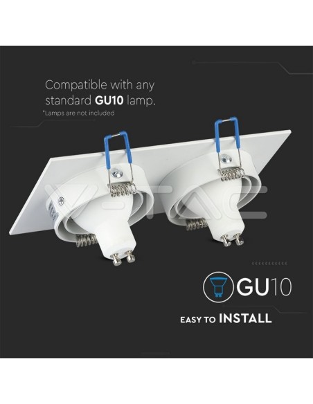 V-TAC VT-783 3607 LED-Einbau-Rechteckstrahler 2xGU10 Weiß