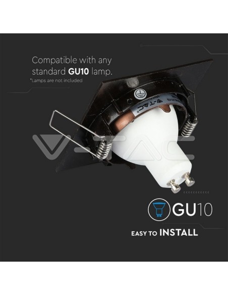 V-TAC VT-779SQ 8582 Quadratischer verstellbarer LED-Einbaustrahler GU10 Farbe Bronze