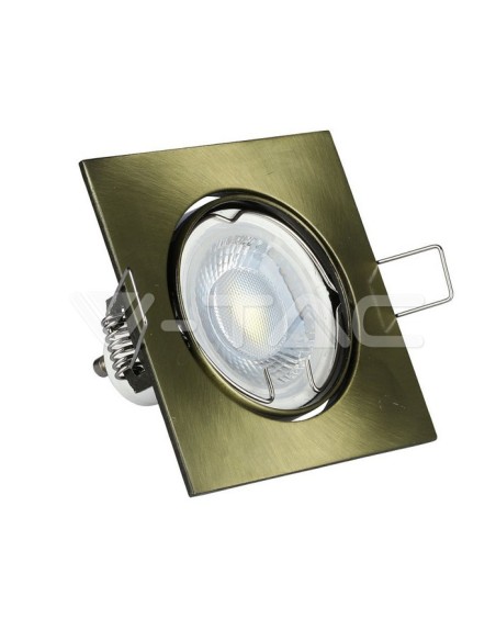 V-TAC VT-779SQ 8581 Square Adjustable Spot encastré à LED GU10 Couleur or