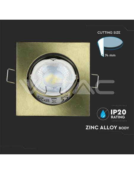V-TAC VT-779SQ 8581 Foco empotrable cuadrado LED GU10 Color Oro