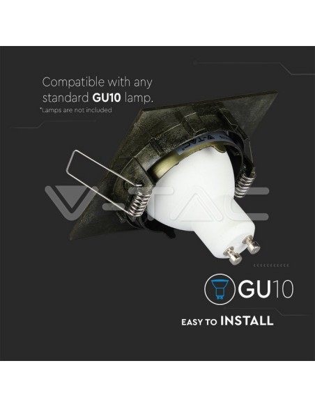 V-TAC VT-779SQ 8581 Vierkant GU10 Verstelbare Inbouw LED Spotlight Houder Goudkleur