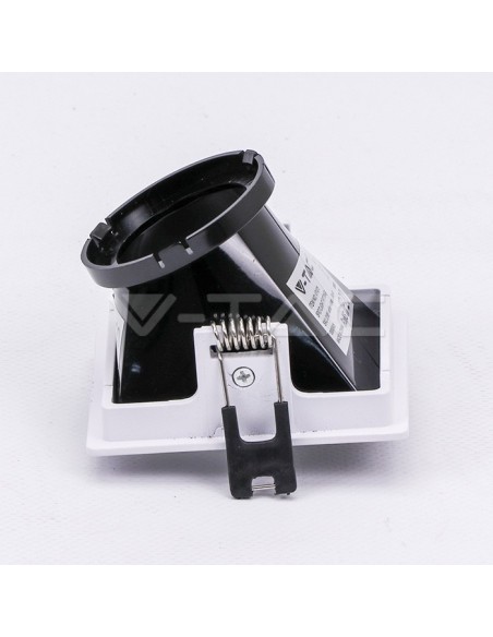 V-TAC VT-875 3165 Vierkante Inbouw LED Spotlight Houder GU10 Wit met Kantelbare Standaard Zwart