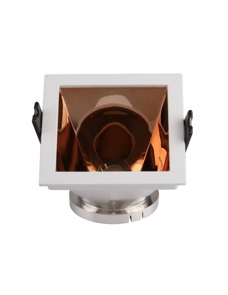 V-TAC VT-875 3167 Quadratischer LED-Einbaustrahler GU10 weiß mit roségoldenem Kippfuß