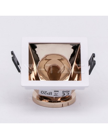 V-TAC VT-875 3167 Quadratischer LED-Einbaustrahler GU10 weiß mit roségoldenem Kippfuß
