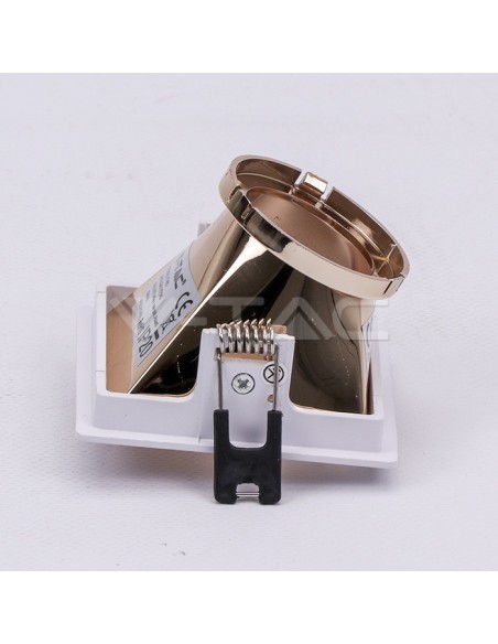 V-TAC VT-875 3167 Square Recessed LED Spotlight Holder GU10 White Colour with Pink Gold Tilt Stand