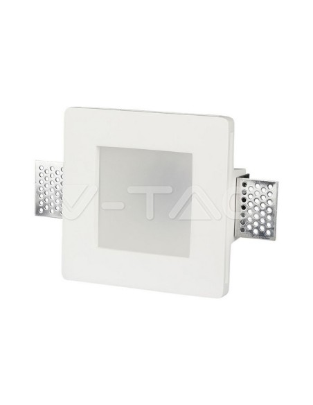 V-TAC VT-801 3691 Vierkante Inbouw LED Spotlight GU10 Wit Gips Behuizing met Satijn Afdekking