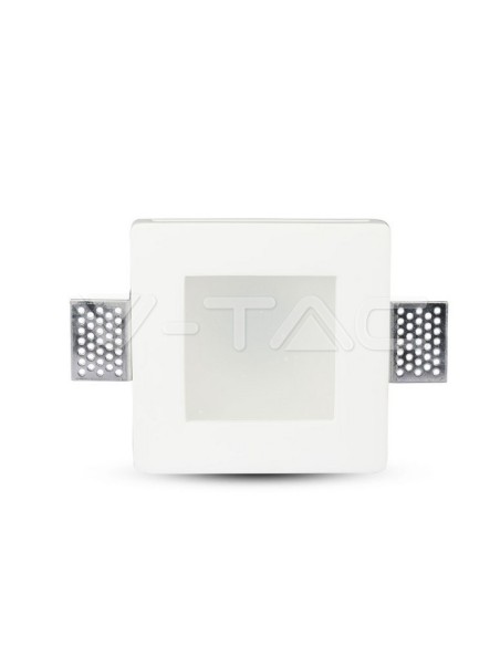 V-TAC VT-801 3691 Foco LED cuadrado empotrado GU10 Cuerpo de yeso blanco con cubierta satinada