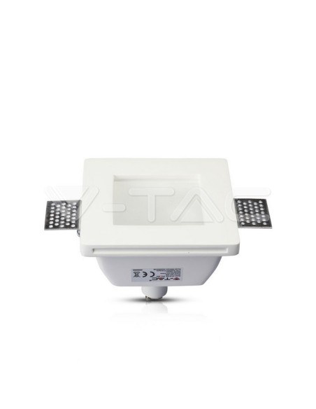 V-TAC VT-801 3691 Vierkante Inbouw LED Spotlight GU10 Wit Gips Behuizing met Satijn Afdekking