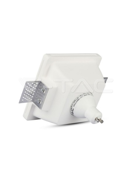 V-TAC VT-801 3691 Square Spot encastré à LED GU10 Corps en plâtre blanc avec couvercle satiné
