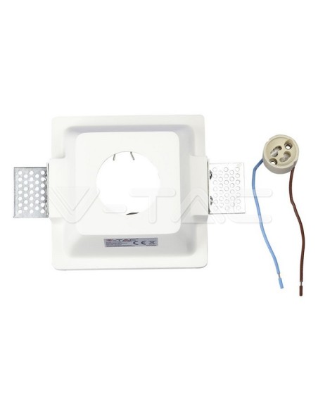 V-TAC VT-801 3691 Quadratischer LED-Einbaustrahler GU10 Weißer Gipskörper mit satinierter Abdeckung