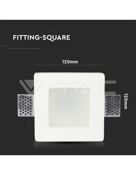 V-TAC VT-801 3691 Foco LED cuadrado empotrado GU10 Cuerpo de yeso blanco con cubierta satinada