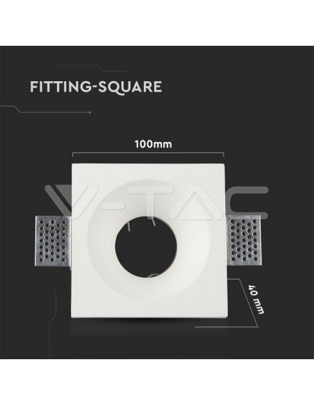 V-TAC VT-859 3696 Square Spot encastré à LED GU10 corps plâtre blanc