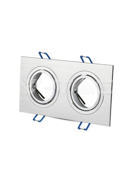 V-TAC VT-783 3608 Foco LED Rectangular Ajustable 2xGU10 en Aluminio Cepillado
