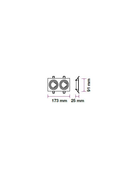 V-TAC VT-783 3608 Rectangular Recessed Adjustable LED Spotlight 2xGU10 in Brushed Aluminium