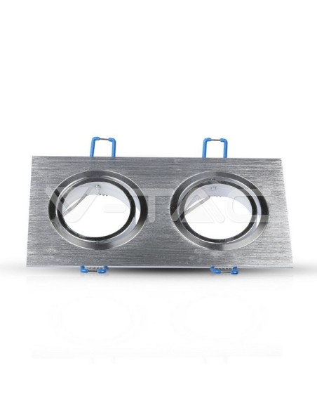 V-TAC VT-783 3608 Foco LED Rectangular Ajustable 2xGU10 en Aluminio Cepillado
