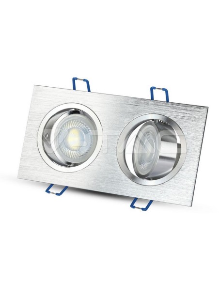 V-TAC VT-783 3608 Rectangular Recessed Adjustable LED Spotlight 2xGU10 in Brushed Aluminium