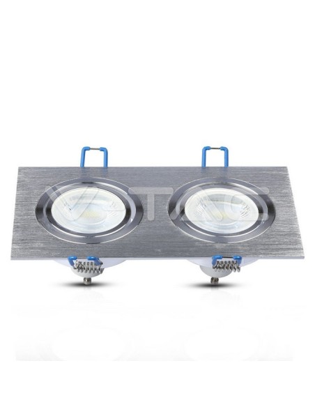 V-TAC VT-783 3608 Rechteckiger, verstellbarer LED-Einbaustrahler 2xGU10 aus gebürstetem Aluminium