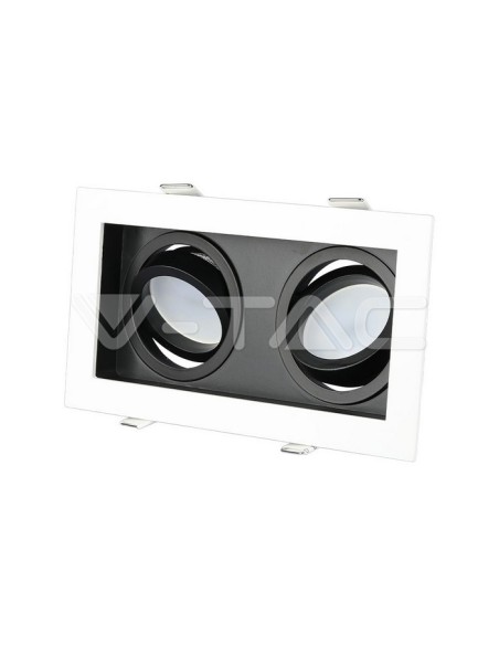 V-TAC VT-886 8877 LED Recessed Rectangular Spotlight 2xGU10 White and Black