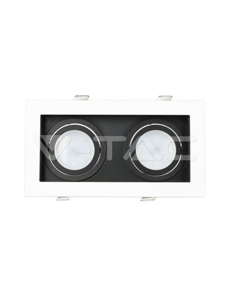 V-TAC VT-886 8877 LED Recessed Rectangular Spotlight 2xGU10 White and Black