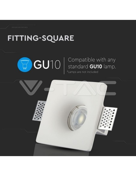 V-TAC VT-714 3674 Foco LED redondo empotrable GU10 Cuerpo de Yeso Blanco