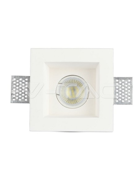 V-TAC VT-763 3649 Quadratischer LED-Einbaustrahler GU10 Gipskörper Weiß