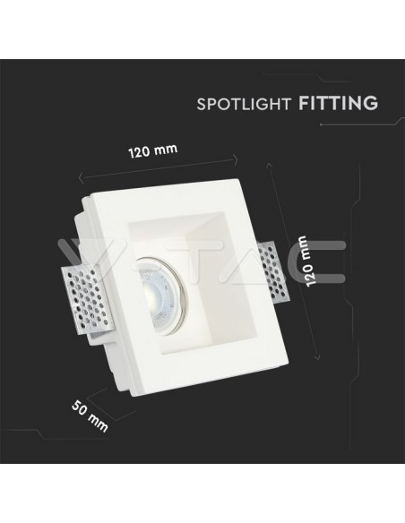 V-TAC VT-763 3649 Square Recessed LED Spotlight GU10 Plaster Body White
