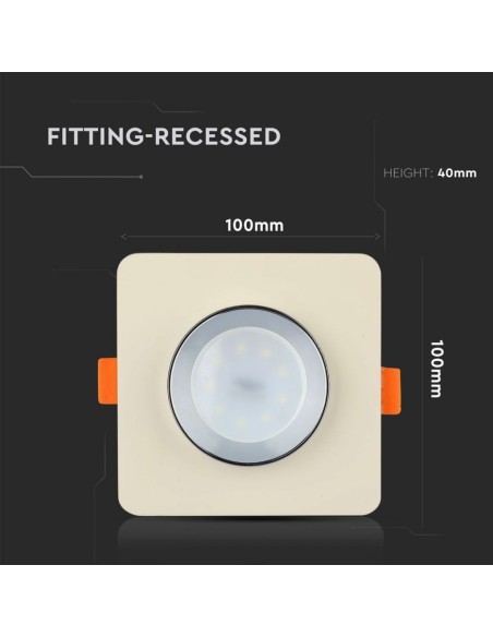 V-TAC VT-862 3122 Square recessed LED spotlight GU10 White Concrete Body and Chrome Metal Interior