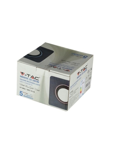 V-TAC VT-862 3120 Foco LED cuadrado empotrado GU10 Cuerpo de hormigón gris e interior de metal cromado