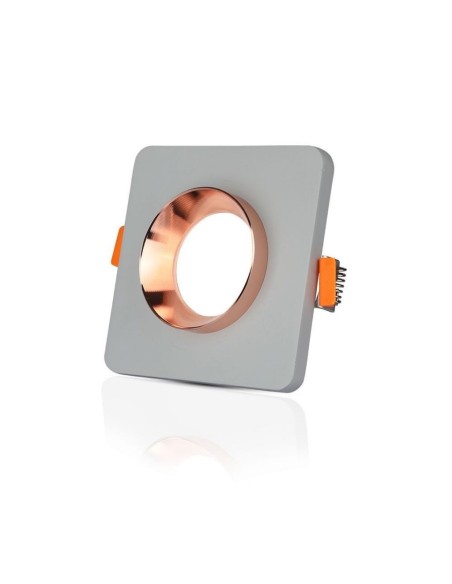 V-TAC VT-862 3118 Vierkante LED Inbouwspot Houder GU10 Grijs Gips Body en Roségoud Metaal Binnenkant