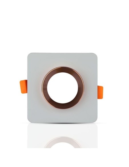 V-TAC VT-862 3118 Square Recessed LED Spotlight Holder GU10 Grey Plaster Body and Rose Gold Metal Interior