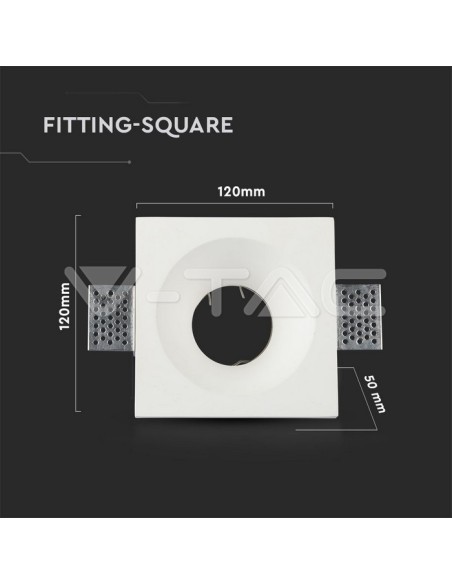 V-TAC VT-776 3641 Square recessed LED spotlight GU10 Plaster Body White