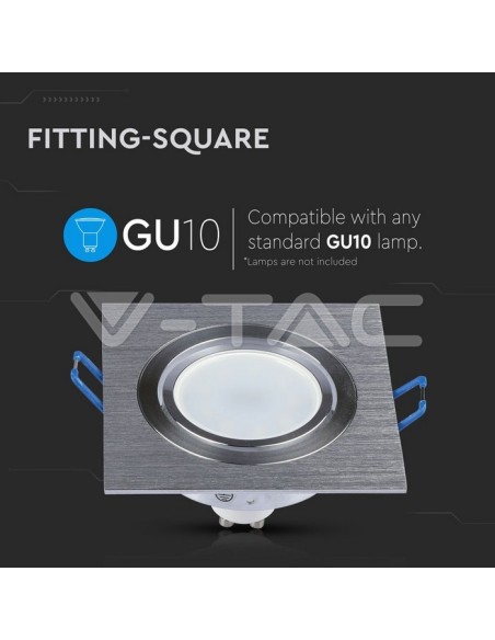 V-TAC VT-782 3606 Foco LED empotrable cuadrado GU10 en aluminio cepillado