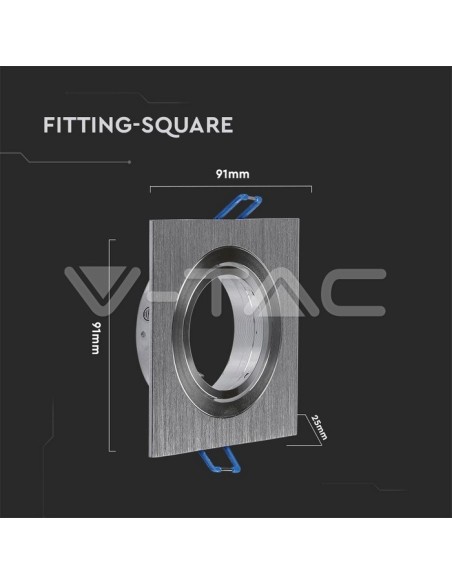 V-TAC VT-782 3606 Square Pivoting Recessed LED Spotlight GU10 in Brushed Aluminium