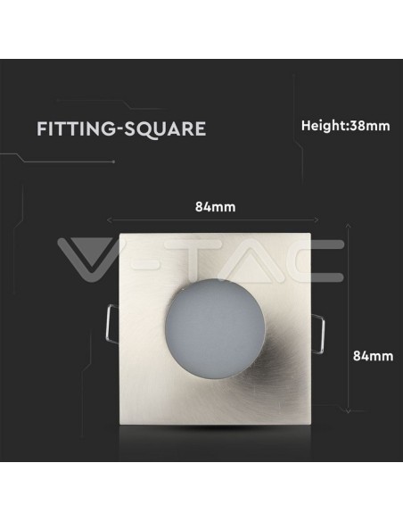 V-TAC VT-787 3616 Quadratischer LED-Einbaustrahler GU10 Satin Nickel Farbe IP54