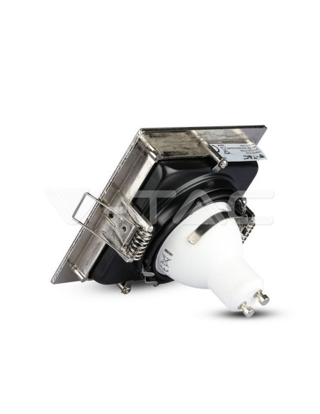 V-TAC VT-781 3598 Square Adjustable Recessed LED Spotlight GU10 Satin Nickel Colour with Black Interior