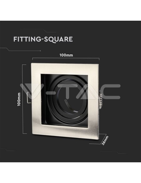 V-TAC VT-781 3598 Foco empotrable cuadrado LED GU10 Color Níquel Satinado con Interior Negro