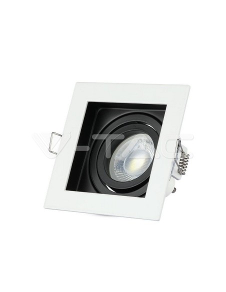 V-TAC VT-781 3597 Square Adjustable Spot encastré à LED GU10 Blanc avec boîtier noir