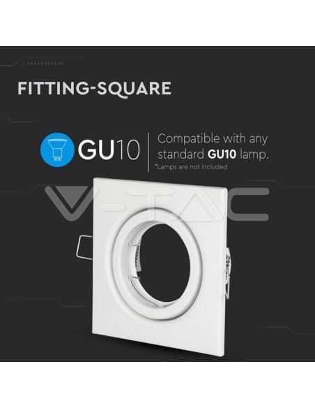 V-TAC VT-7227 3472 Quadratischer verstellbarer LED-Einbaustrahler GU10 Weiß