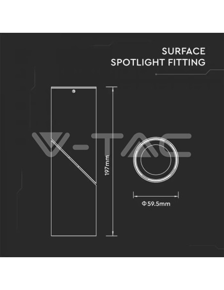 V-TAC VT-804 8947 Surface-mounted LED spotlight GU10 Body Black