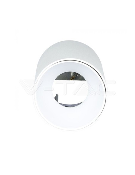 V-TAC VT-882 8588 Soporte de Foco LED de Montaje en Superficie Redondo GU10 Cuerpo Blanco y Reflector Blanco
