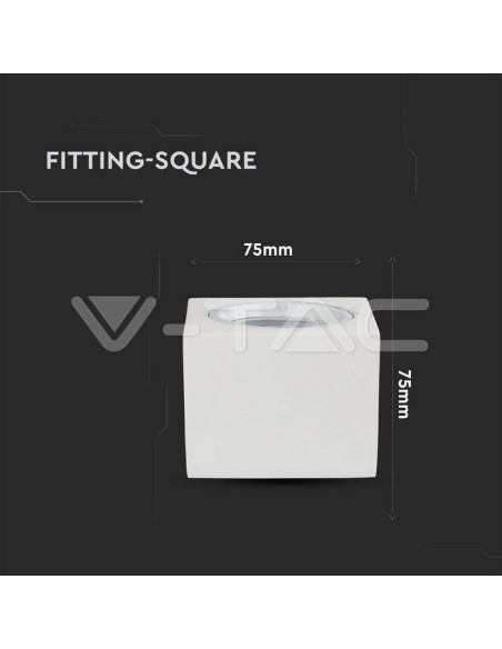 V-TAC VT-716 3666 Spot à LED pour montage en surface Carré GU10 corps plâtre blanc