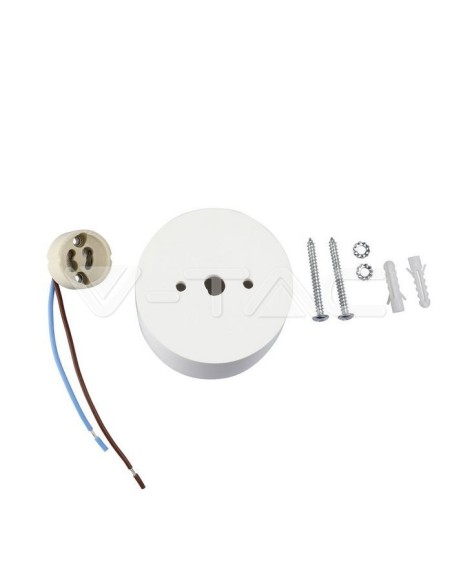 V-TAC VT-727 3665 LED-Aufbaustrahler Halterung Rund GU10 Gipskörper Weiß