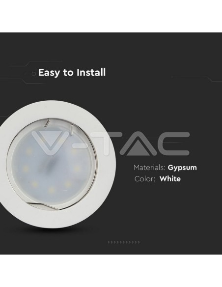 V-TAC VT-727 3665 Opbouw LED Spotlight Houder Rond GU10 Gipslichaam Wit