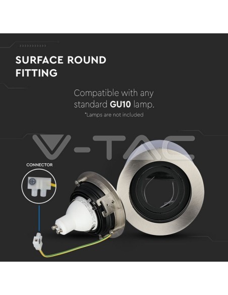 V-TAC VT-796 3629 LED-Aufbaustrahler GU10 Rund Farbe Satin Nickel