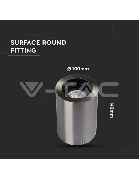 V-TAC VT-796 3629 Support de spot à LED pour montage en surface GU10 rond Couleur nickel satiné