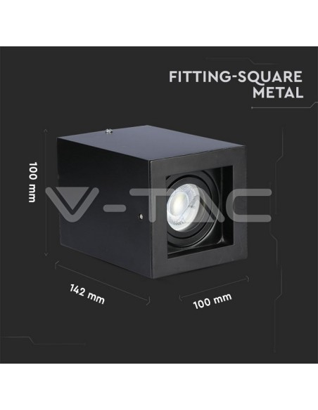 V-TAC VT-797 3631 LED Spot Holder Surface Mounted Adjustable Round GU10 Couleur Noir