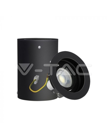 V-TAC VT-796 3628 LED spot holder Surface Mounted Adjustable Round GU10 Colour Black